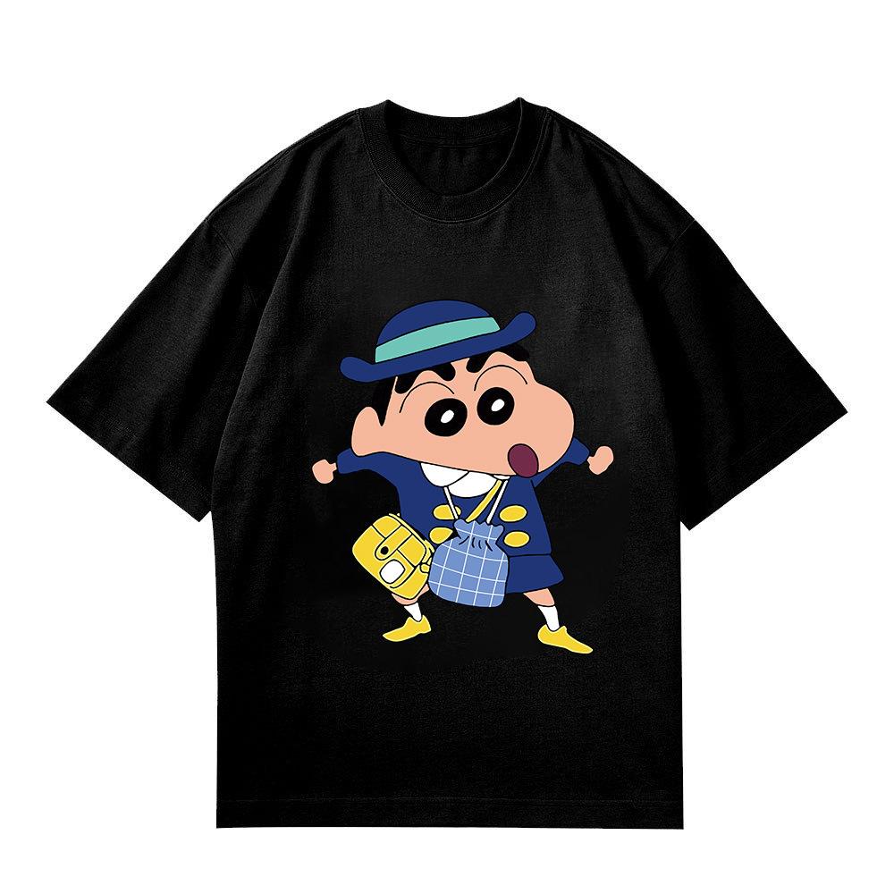 Summer Crayon Shin Chan Cartoon Print Women Tops Casual Fashion Round Neck Print Harajuku T Shirt 100% Cotton Short Sleeves
