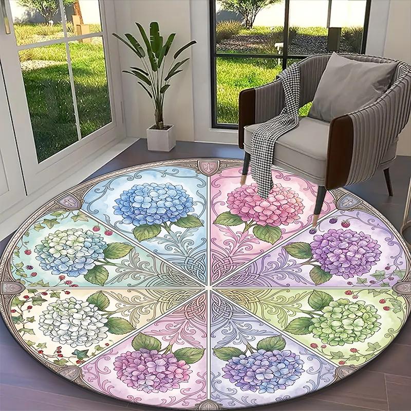 1pc Cozy Rural Leisure Capybara Scenes Rug, Comfortable Printed Home Round Carpet, Cozy Office Chair Rug