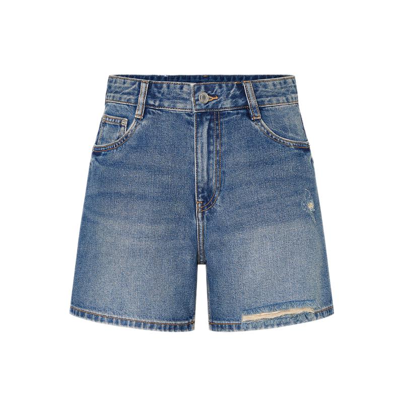 MO&Co. Women s Retro Ripped Blue Denim Shorts S 26