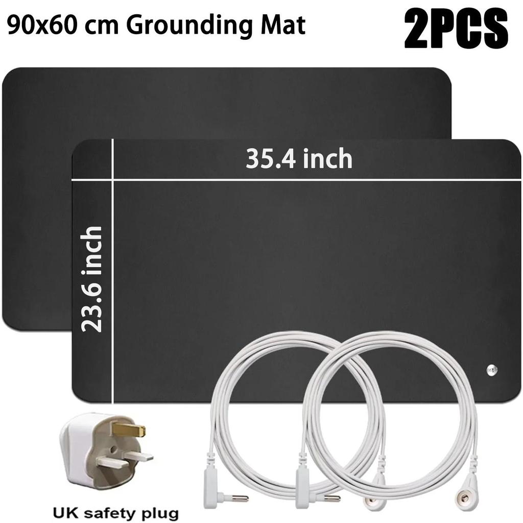 Tappetino di messa a terra grande (90x60cm) con cavo di connessione da 15 piedi - Tappetino di messa a terra premium per il rilascio statico, benessere e protezione dalle onde elettromagnetiche