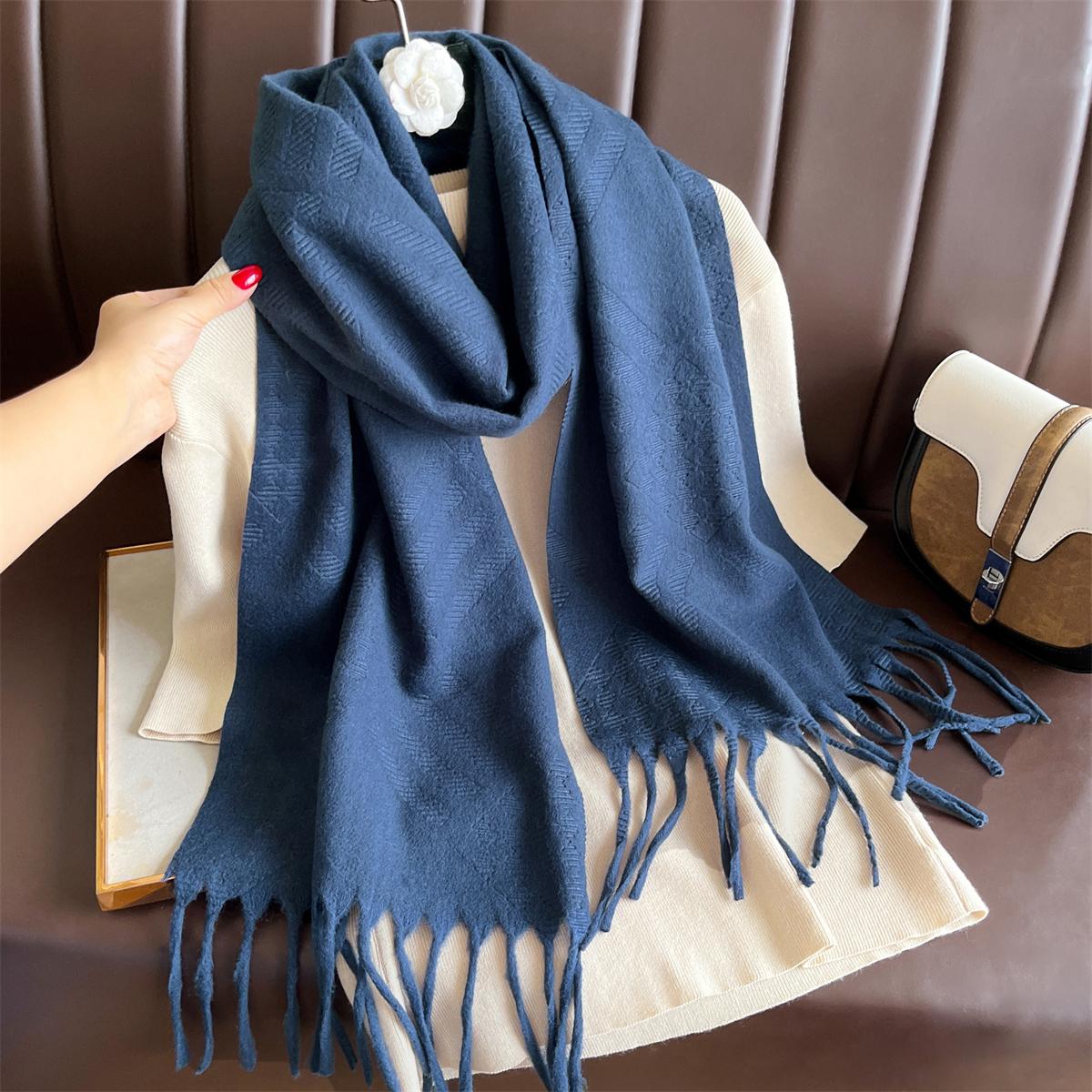 

26 цветов Тиснение Зимний Теплый Женский Шарф Кашемир 30x180см Шали Толстые Шарфы для Шеи Хиджаб Обмотки Кисточки Пашмина 30x180cm