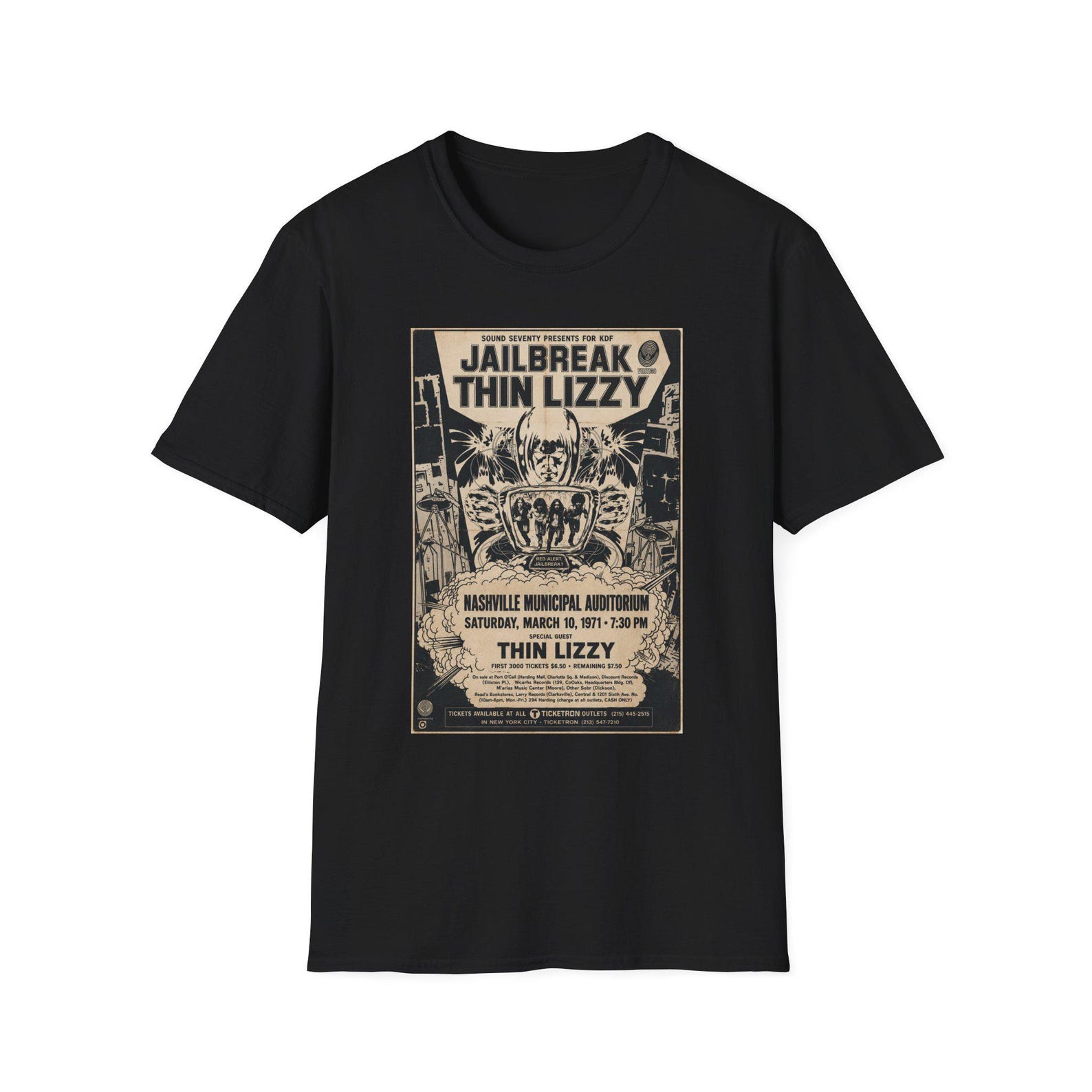Jailbreak Thin Lizzy fan fiction concert Poster T-Shirt Rock Band Tee 4XL