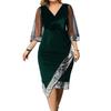 Elegant Plus Size Evening Party Dress 2024 Solid Color Polyester Dressing Up