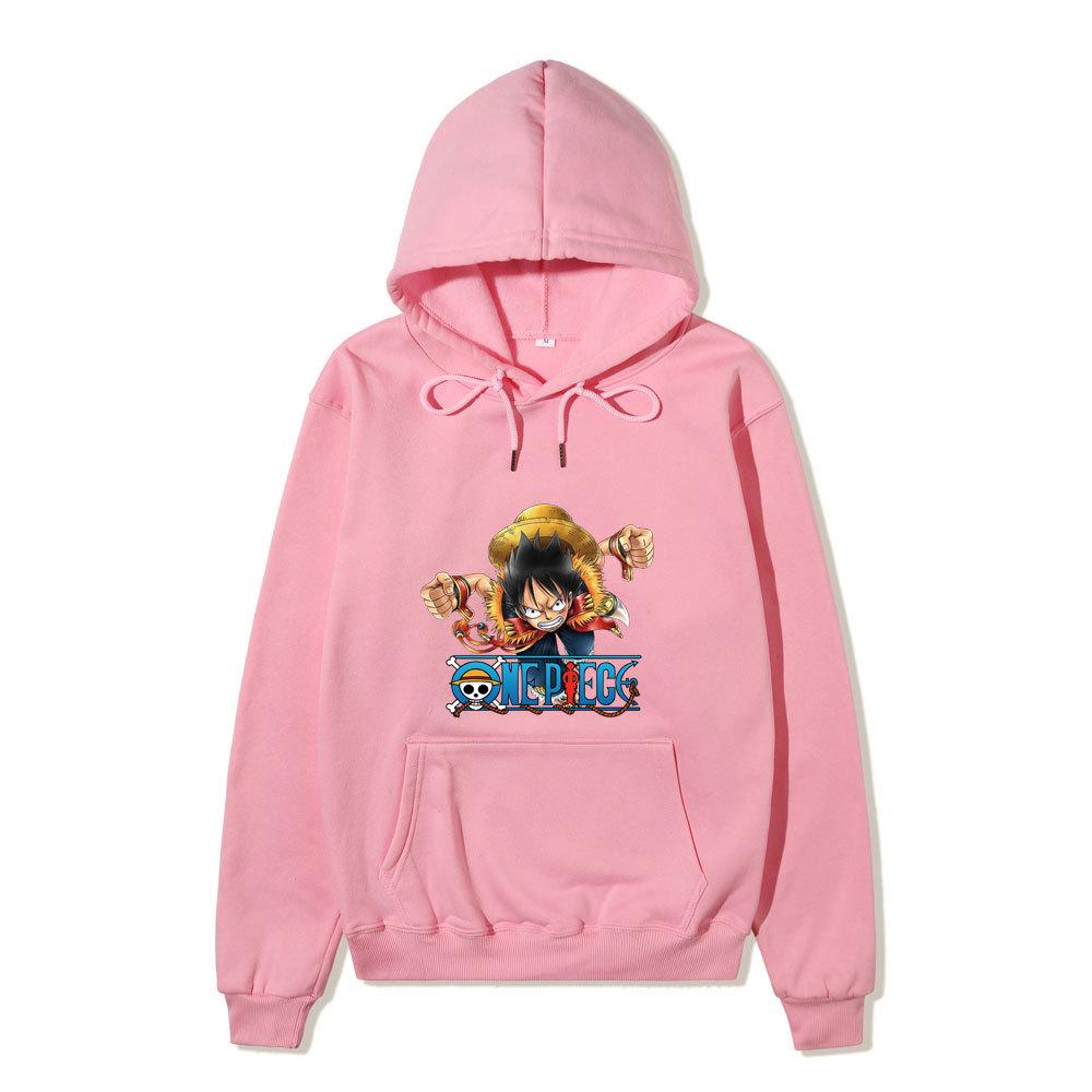 One Piece Monkey D. Luffy Hoodie, Anime Character Printed Pullover Hooded Sweatshirt Casual Long Sleeve Hoodie