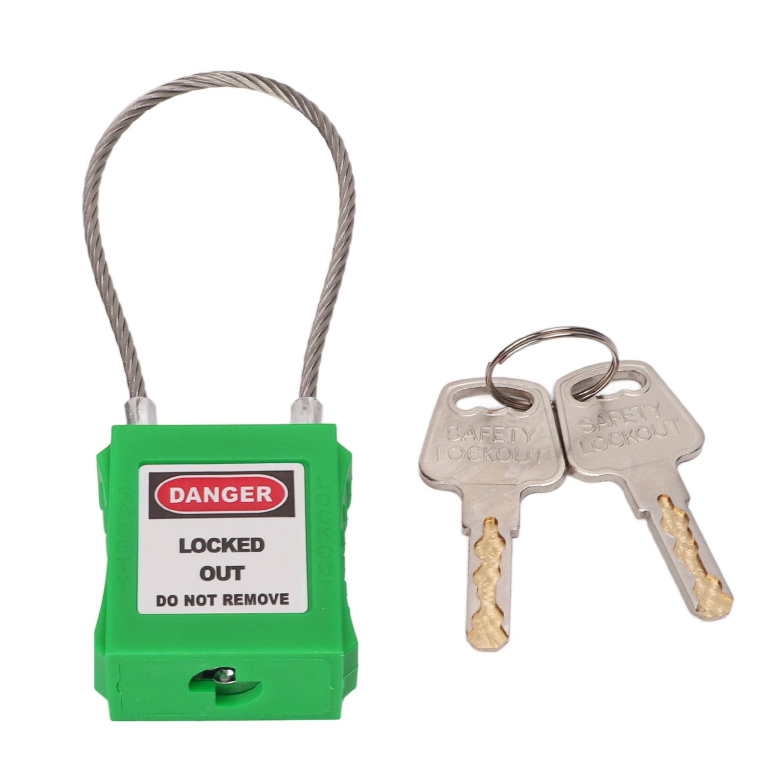 

Тросовые замки с локаутом Tagout, 85-миллиметровая скоба, стальной безопасный замок с 2 ключами для обслуживания оборудования зелёный