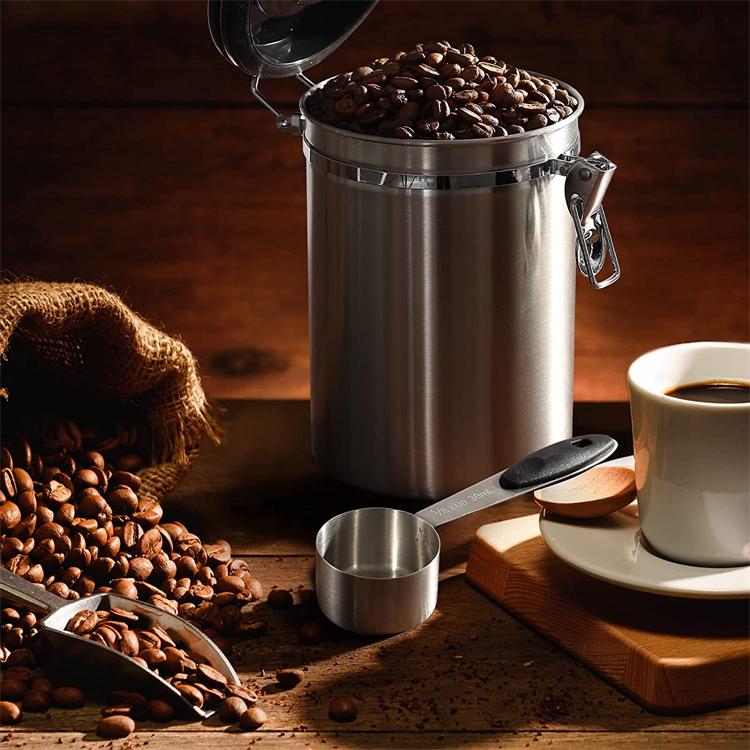 1.8L Coffee Canister For Ground Coffee Stainless Steel Coffee Storage Canisters With Scoop for Beans Sugar Tea
