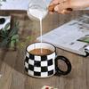 Creative Ceramic Coffee Mug Black White Couple Mug Home Chessboard Latte Latte Coffee Cup Simple Afternoon Tea Supplies New Gift
