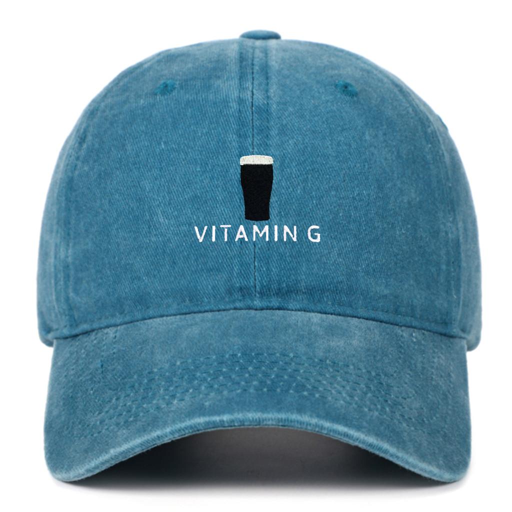 Vitamin G Letter Vintage Baseball Cap With Breathable Cotton And Curved Brim