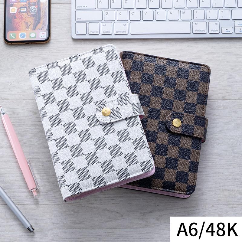 A6/A7 Leather Grid Pattern Binder Notebook with Custom Logo.