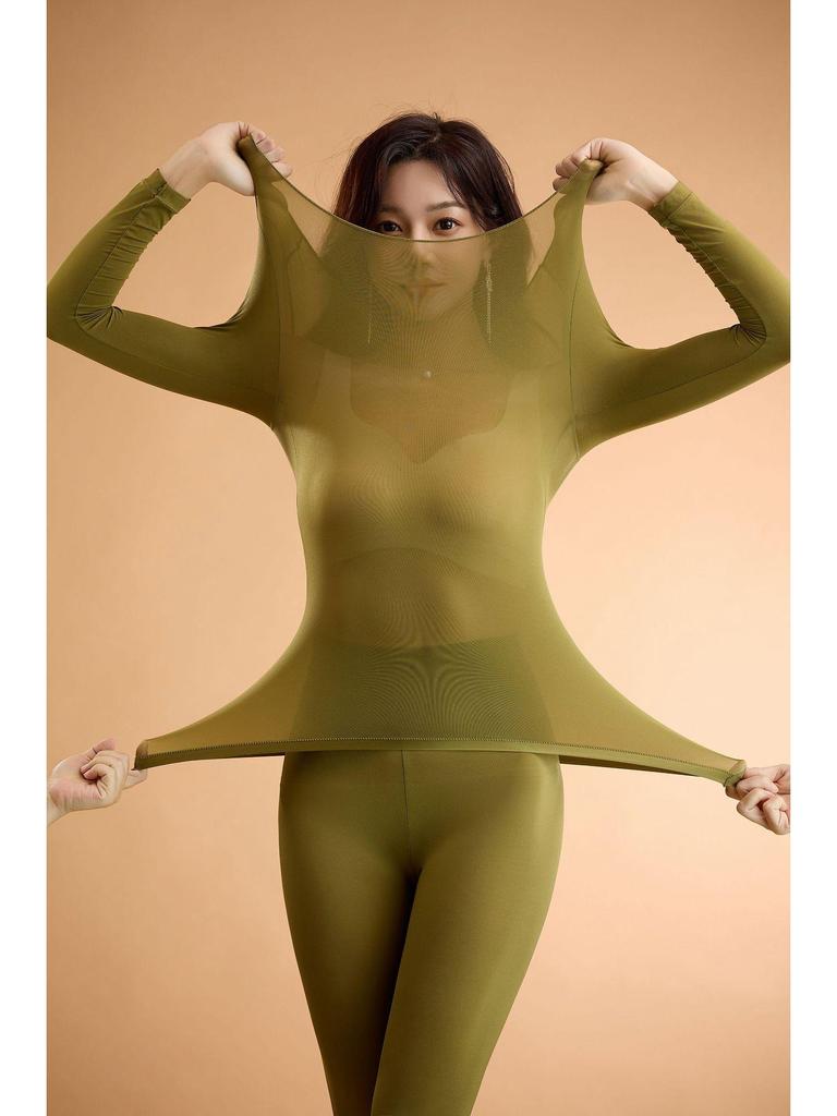 High-Elasticity Moisturizing Tummy-Control Ultra-Thin Warm Autumn/Winter Women's Underwear Top