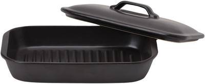 Ishigaki Delish Life Microwave Grilling Ceramic Plate with Long Square Lid 19 X 11cm 4577 Meat/Fish