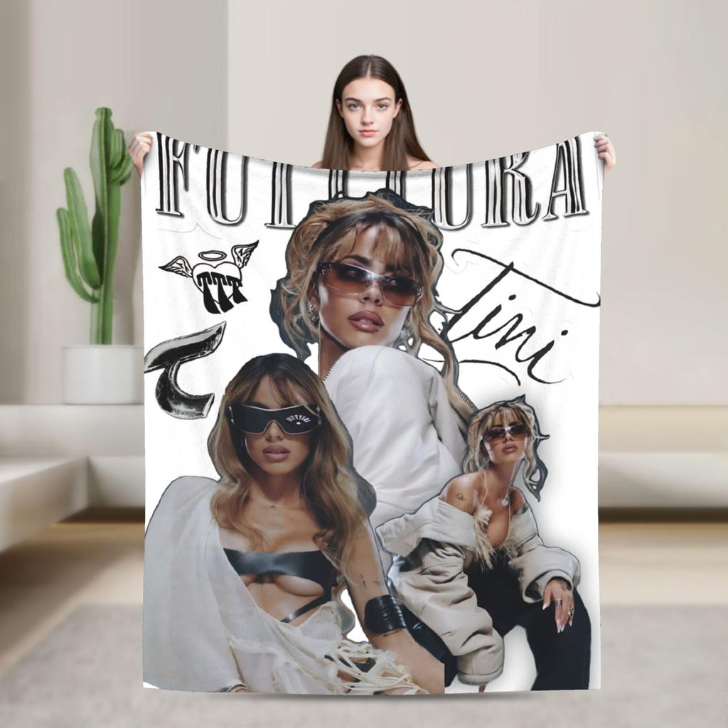 Soft BlanketKids Adult Camping Singer TINI STOESSEL Futtura Album  Throw Blanket Flannel Bedspread Couch Chair Sofa Bed Funny
