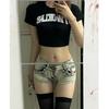 Amerikanische Spicy Girl Damen Distressed High-Waist Jeansshorts - Frühling Stil, Elastisch Weiter Bein, Schlankmachende A-Linie