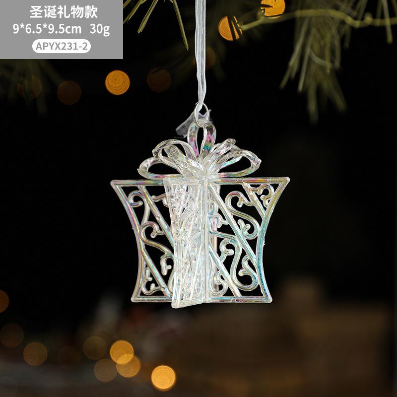 New Christmas Tree Pendant Acrylic Transparent Colorful Symphony Creative Bells Angel Girl Christmas Decoration Pendant Festive