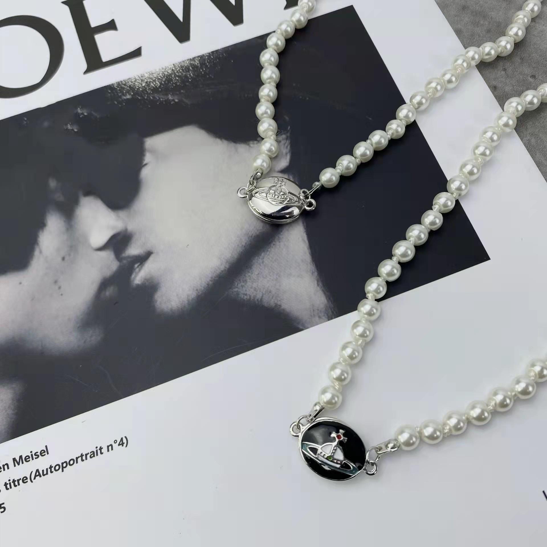 

Ожерелье Lisa Style с жемчугом и магнитной застежкой Сатурн: Европейская и американская роскошная цепочка на ключицу и для свитера.