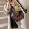 IELGY Korean Style Large-Capacity Retro Soft Leather Pleated Dumpling Bag Lazy Style Casual All-Match One-Shoulder Under