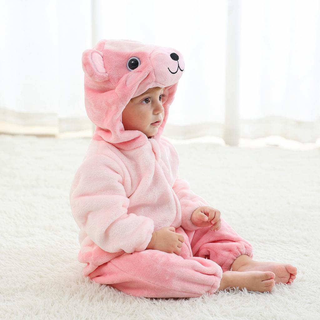 Cartoon One-piece Pajamas For Children All And Winter Animal Home Clothes Children Flannel Crawling Clothes