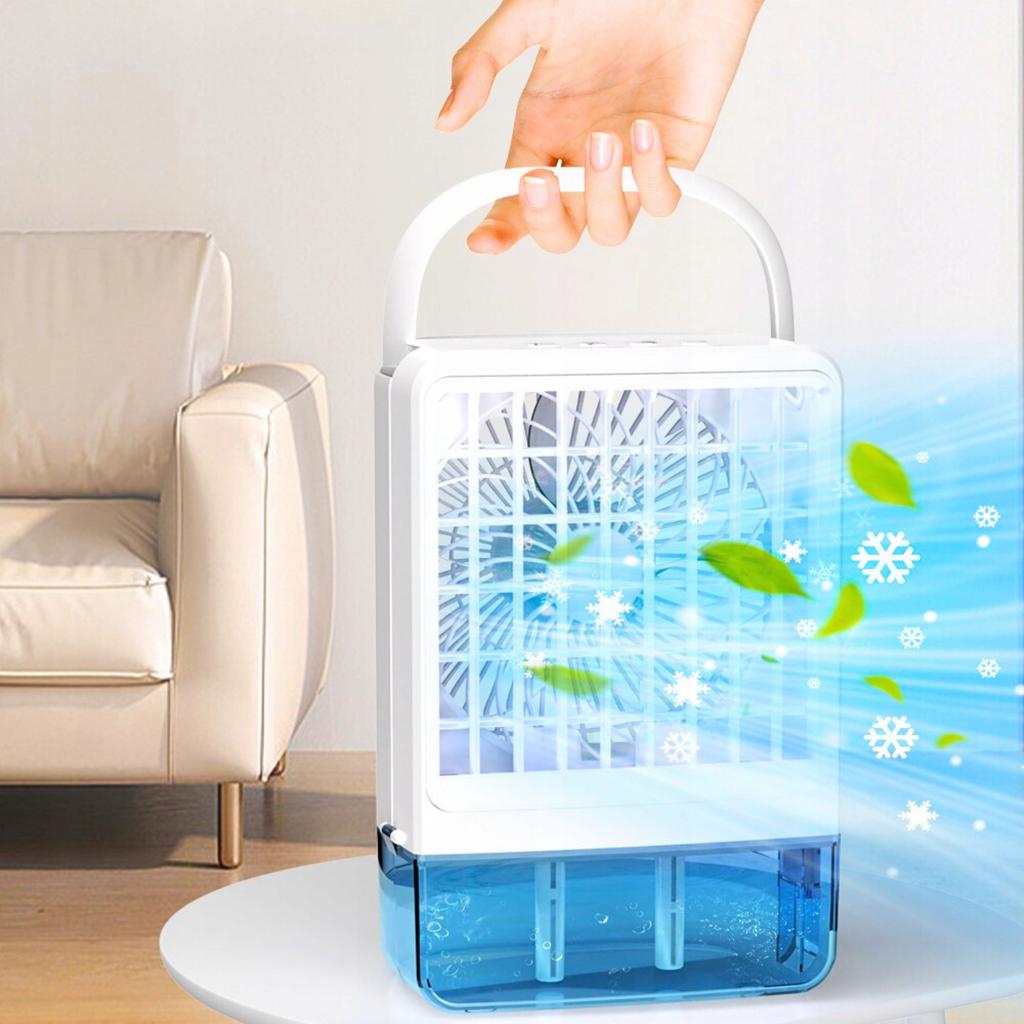 Mini Air Conditioner Desk Fan Quiet Water Cooler 800Ml Led