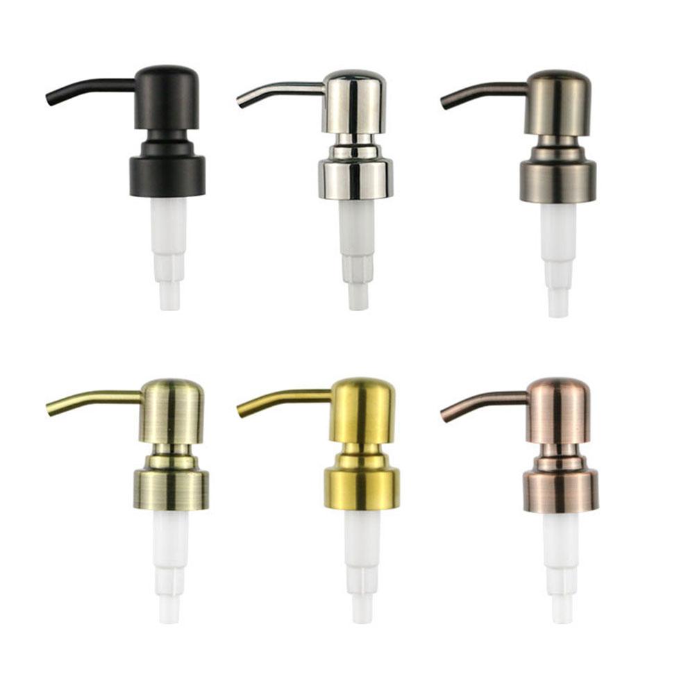Stainless Steel Hand Liquid Soap Pump Dispenser Head  Bathroom Hand Replace Lotion Shampoo Pump Tube 28/400 Thread Press Head