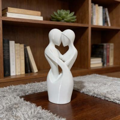 Ornamenti Minimalisti per Coppia Stampati in 3D con Ritaglio a Forma di Cuore Linee Lisce e Delicate Nero Bianco Souvenir da Scrivania Arredamento Romantico per la Casa Regalo