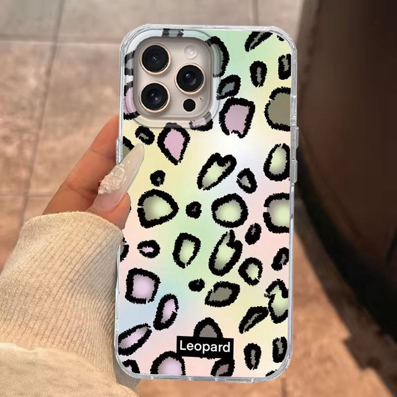For iPhone 16 15 14 13 12 7 8 Plus Pro Max 16e 11 SE 2020 XS XR 5G Phone Case Fashion Korean Cute Leopard Print Vortex Pattern