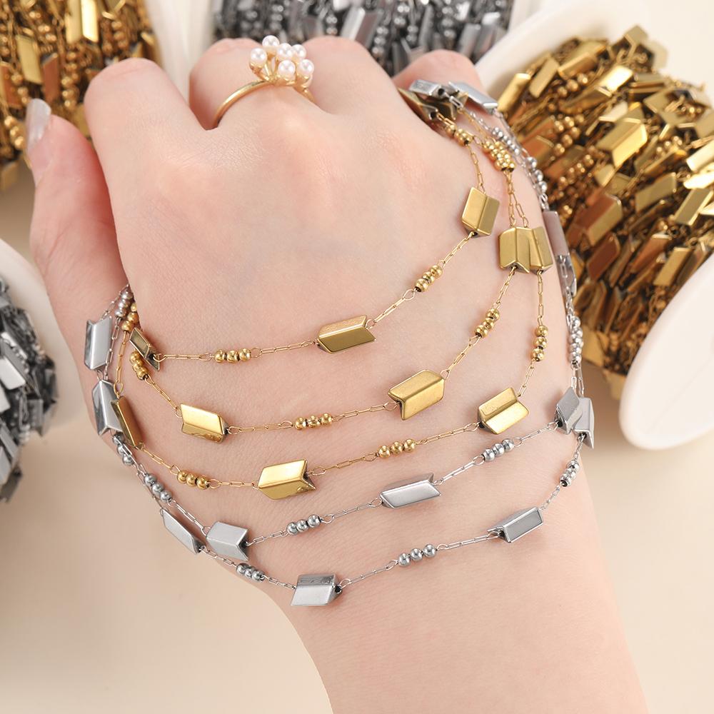 1 Meter Stainless Steel Arrow Shaped Chains Golden Handmade Chains for DIY Necklace Bracelet Jewelry Making Accessories