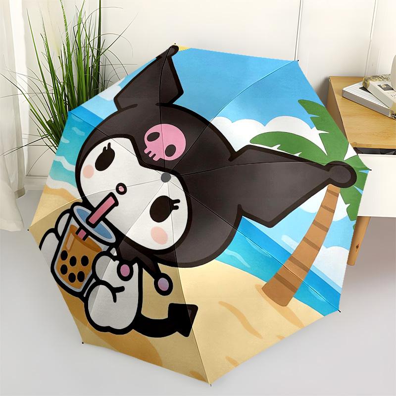 

1pc Kuromi Beach Bubble TeaUmbrella with Plastic Handle,Suitable for All Seasons Home Travel Outdoor UmbrellaSanlio199