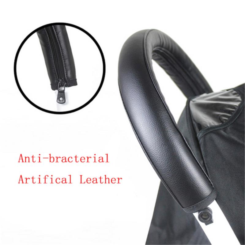 1pc Baby Stroller Leather Handle Covers Trolley Armrest Protective Case Baby Cart Zipper Protector Cover Pushchair Accessories