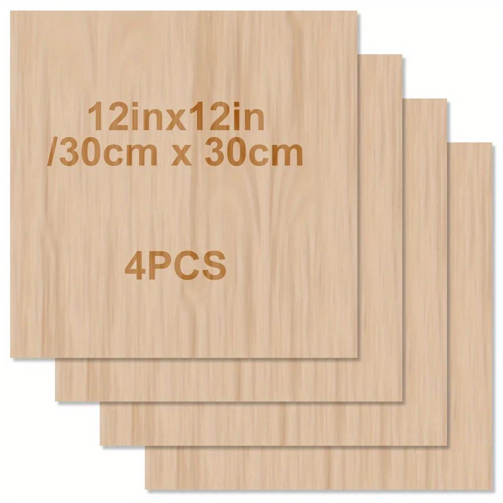 4Pcs Craft Wood Sheets 12x8in 20x30cm 2mm Thick Natural Plywood Boards Smooth Surface Unfinished Wood Panels For DIY Art