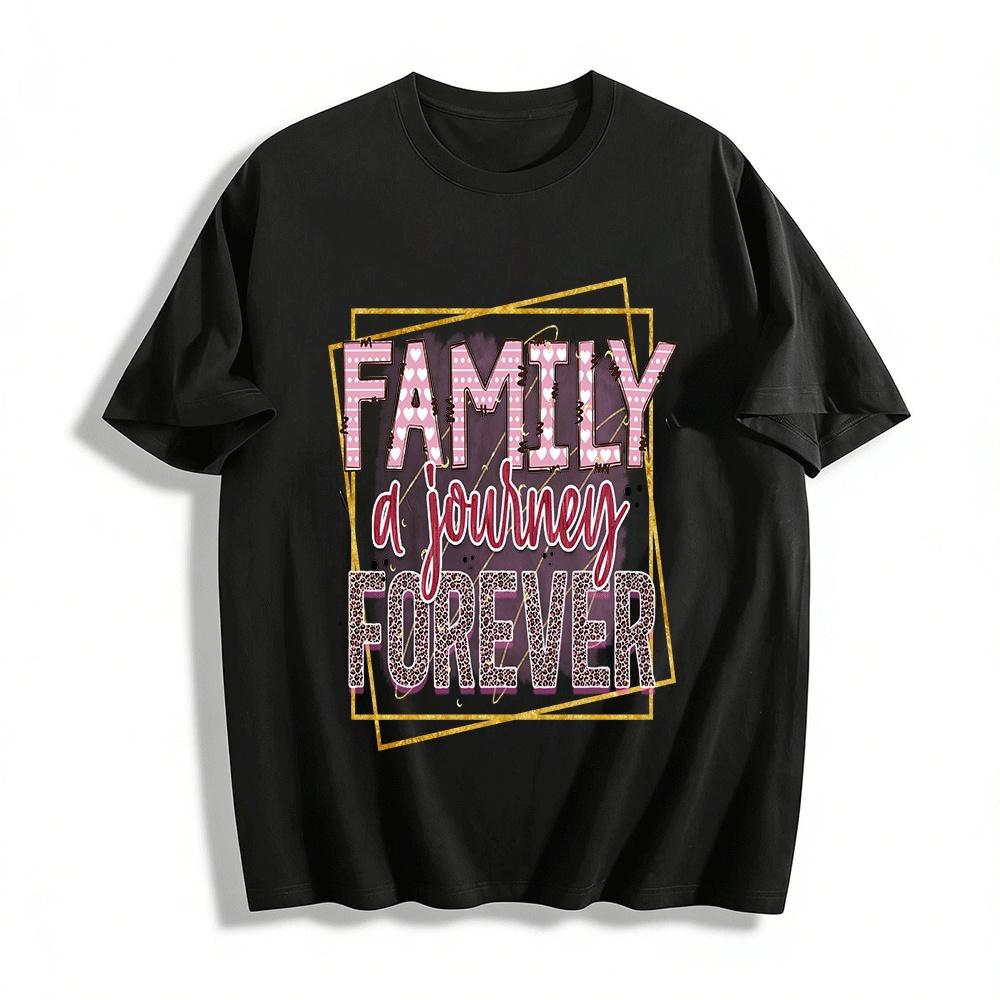 Family A Journey Forever Leopard Heart Print Casual Top Pure cotton T-shirt XXS