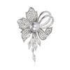 Flower Brooch Pin With Rhinestones For Women Elegant Jewelry Accessory