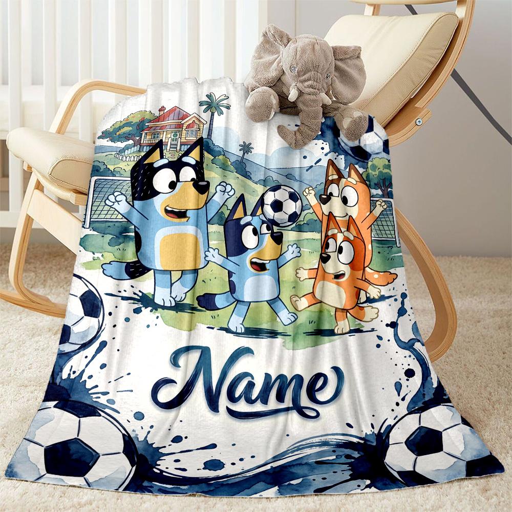 Bluey's Adventure World Customize Your Name Blanket Throw Personalized Blanket Warmthful Decor for Bed Living Room Bedding Chair Four Seasons Universa