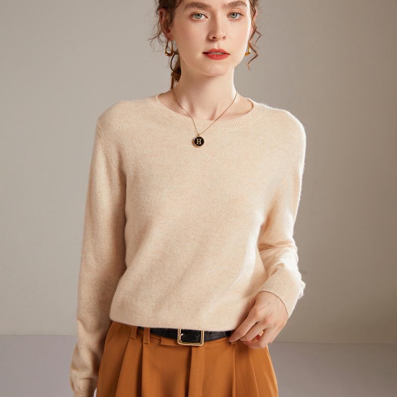 2026 Autumn/Winter Women's Classic Round Neck 100% Pure Cashmere Loose Knit Sweater