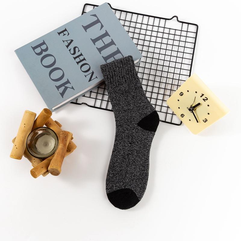 

5 пар мужских зимних флисовых и утолщенных теплых носков-петель, мужские носки до середины икры для дома и полосатые махровые носки для зимы 5 pairs серый/чёрный