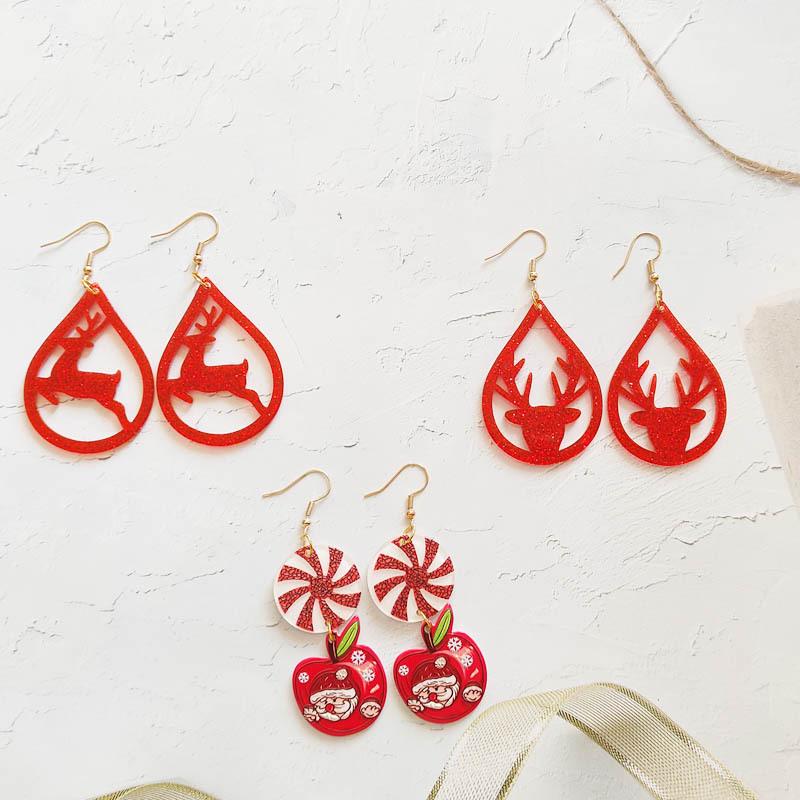 Akrylowe Zielone Potworne Jabłko Świąteczne Kolczyki Wiszące | DIY Styl Europejsko-Amerykański