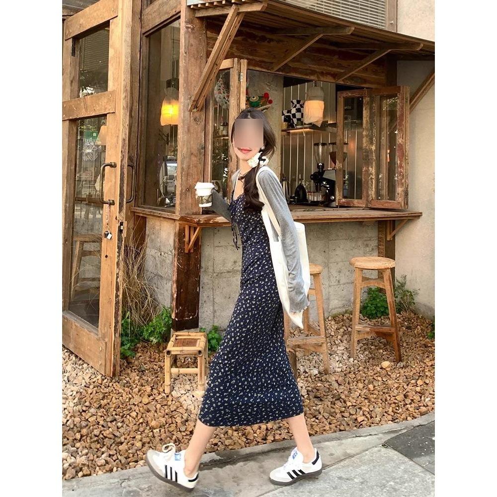 

Платье на бретелях с цветочным принтом, детское летнее новое повседневное темпераментное уникальное красивое длинное платье-комплект XL- (recommended 110-60kg)