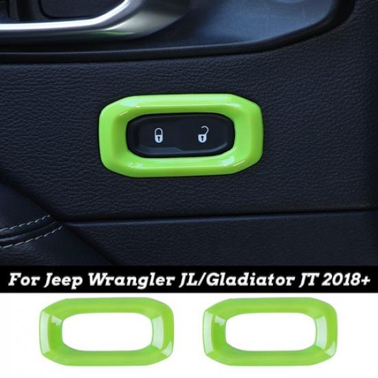 For JL Door Lock Switch Button Trim Cover for Jeep Wrangler JL JLU JT Accessory