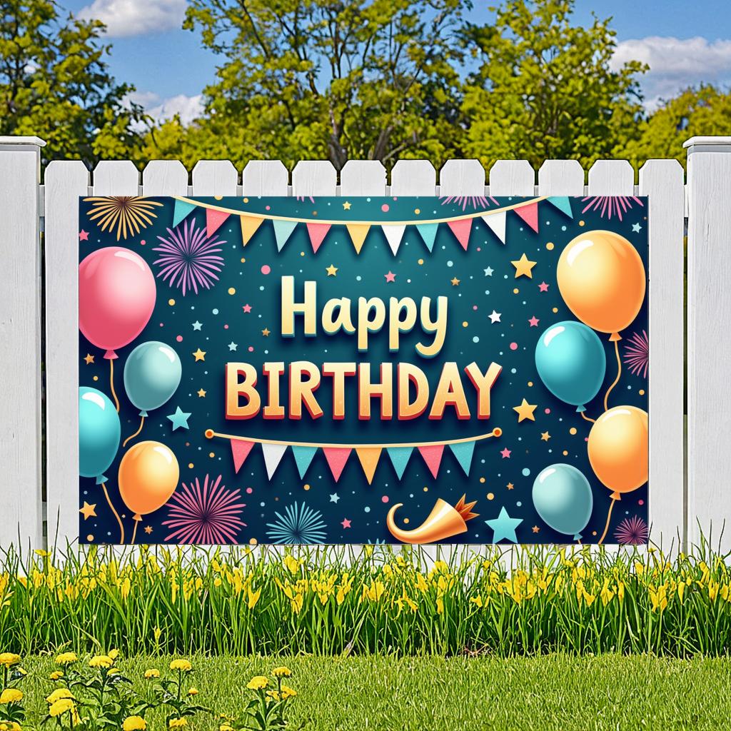 Cheerful Design Party Backdrop Happy Birthday Banner Birthday Party Banner for Birthday Party Photo Shoot