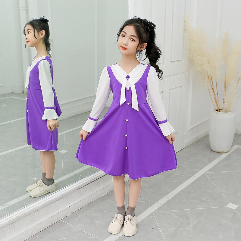 Girls' Fashionable Spring-Autumn Two-Piece Princess Dress
