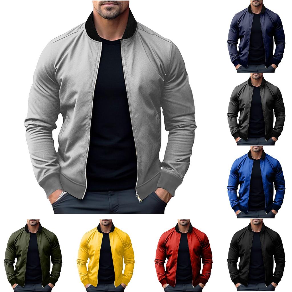 Men's Cotton Jacket Thin  Jacket Casual  Jacket With Zip Flight Jackett  Classic Outdoor Clothing