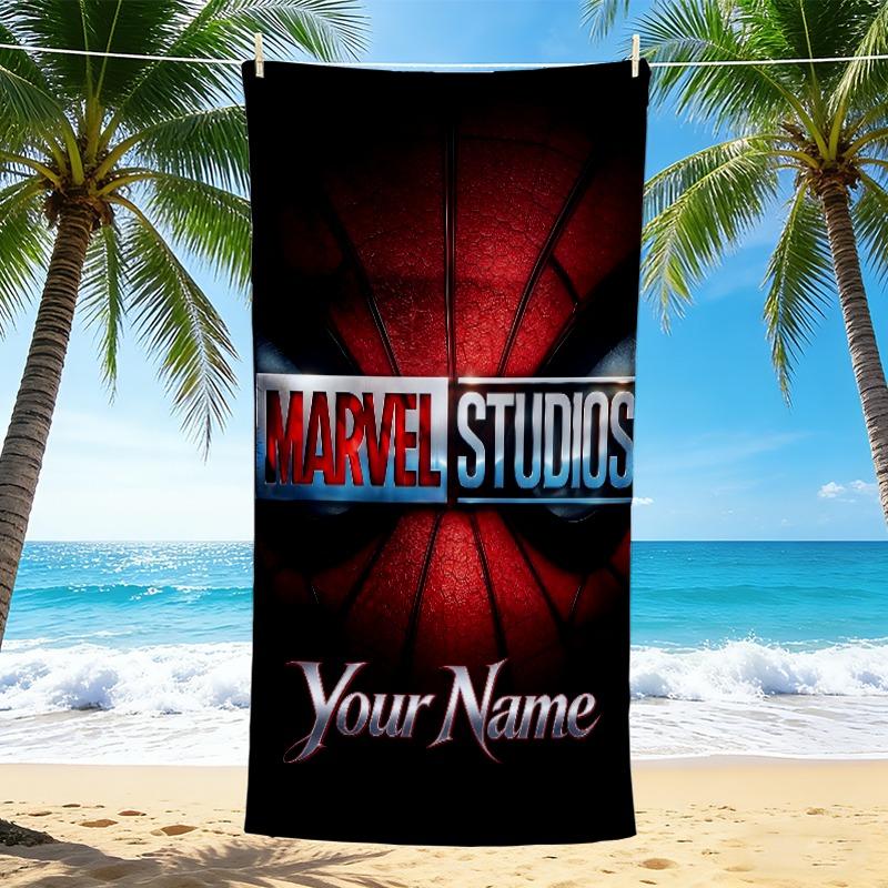 Custom 1Pc Marvel Studios Logo Beach Towel Quick Dry Multiuse For Beach Pool Gym Yoga Home Travel Christmas Halloween Xmas Gift