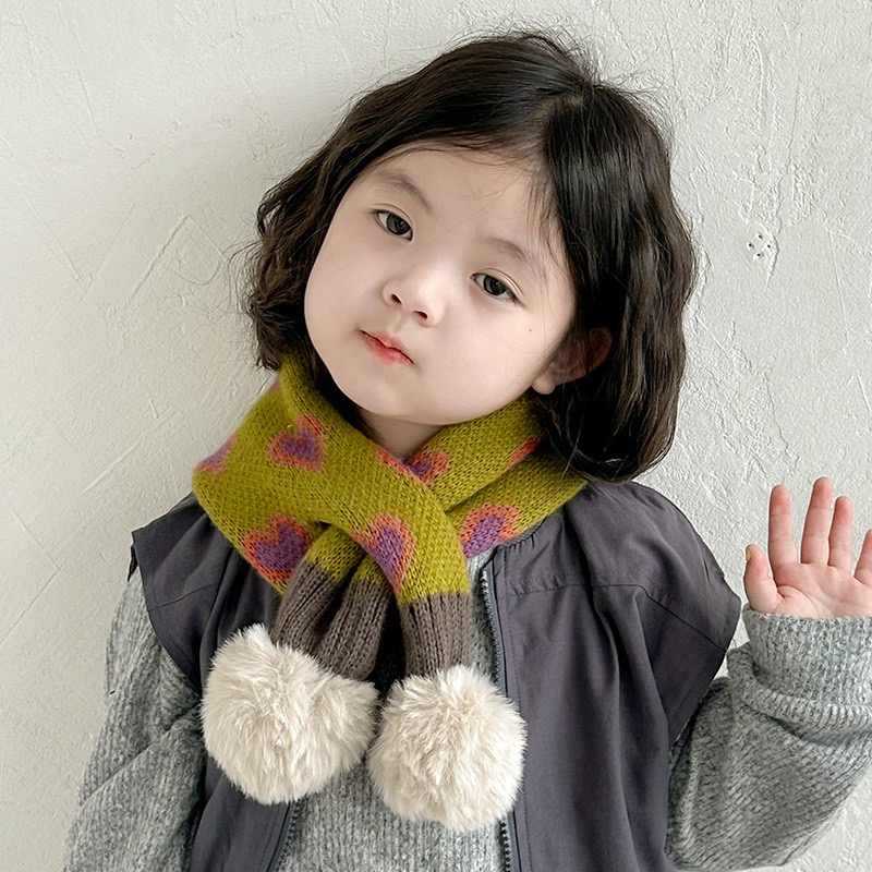Children'S Warm Cross Scarf, Knitted Thickened Cold-Proof Neck Scarf, Men'S And Women'S Foreign Scarf