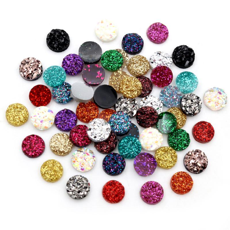

6mm 40pcs/Lot New Fashion Mix AB Colors Natural ore Style Flat back Resin Cabochons For Bracelet Earrings accessories