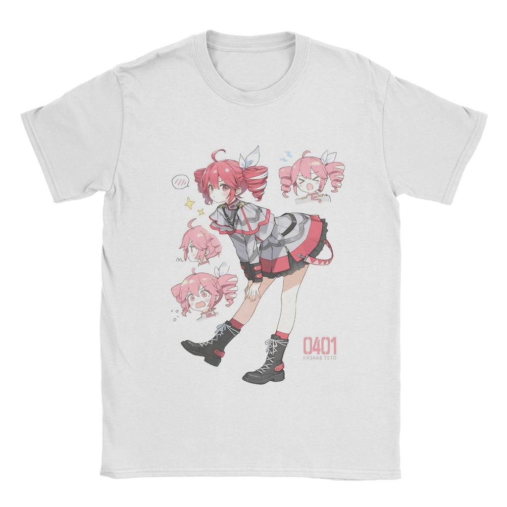Unisex Unisexs Kasane Teto Cartoon Anime T-Shirt Virtuelle Idole 100% Baumwolle Oberteile Einzigartig Kurzarm Rundhals T-Shirts Geschenk T-Shirt