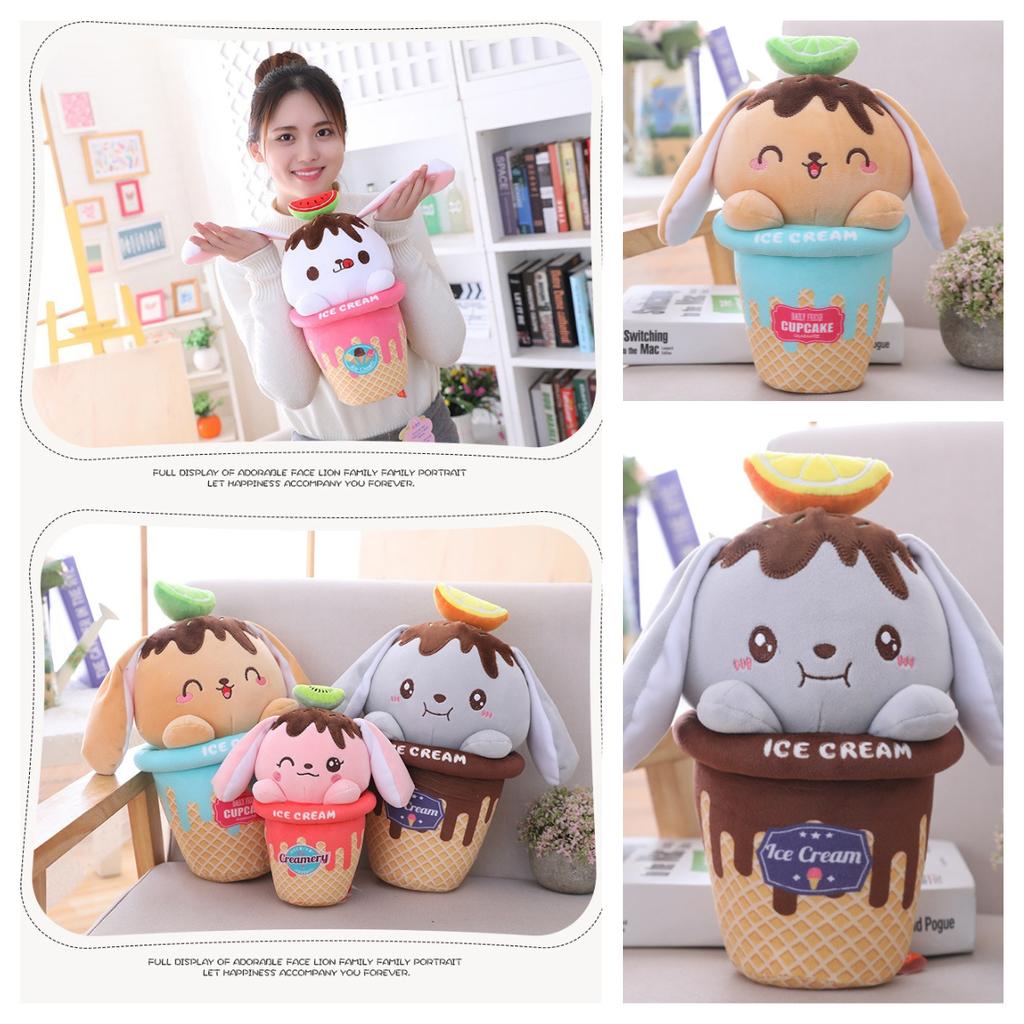 Ice Rabbit Cream Plush Toy Cute Doll Soft Stuffed Decor Birthday Gifts Kids Girl