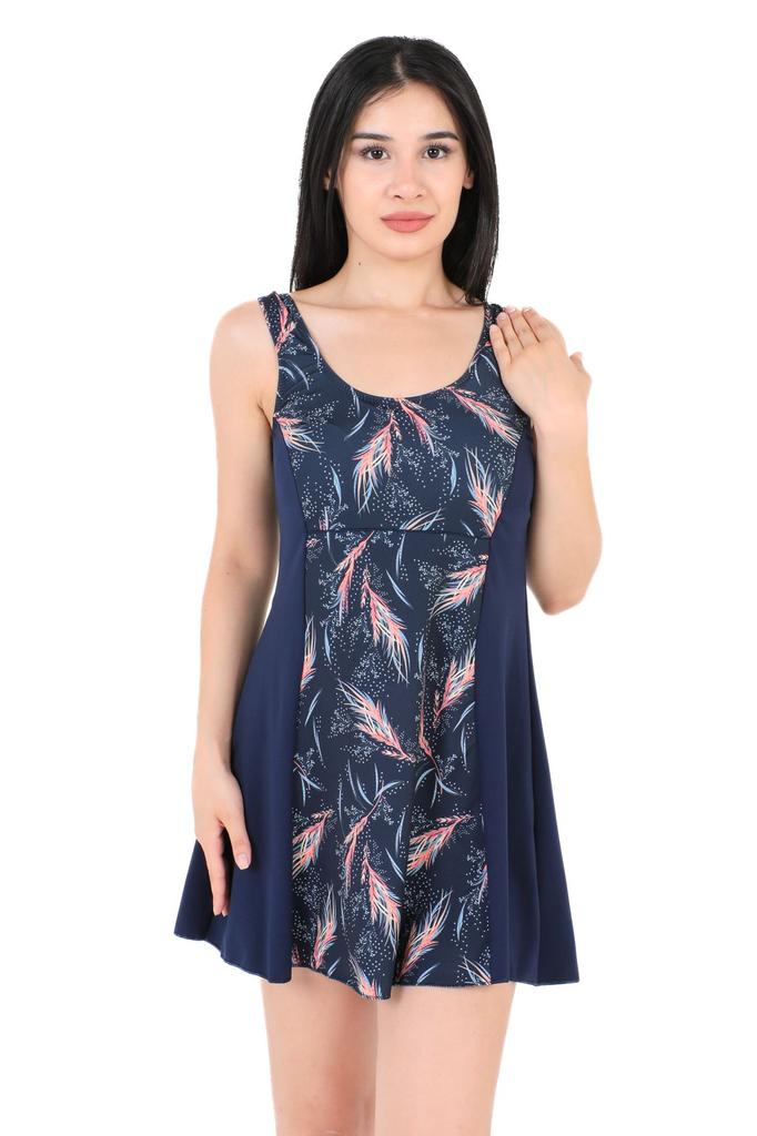 Damen Stil Große Größe Badeanzug Übergröße Gemusterte Shorts Flexibles Kleid Badeanzug