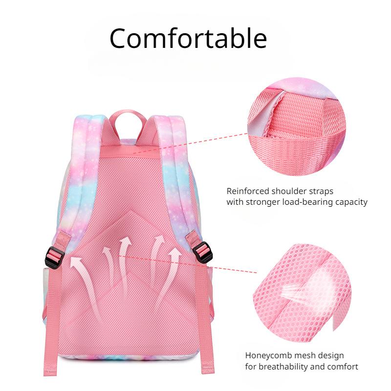 Lightweight Primary Secondary School Students Schoolbag Gradient Rainbow Unicorn Printed Backpack Large Capacity Rucksack Girl Lunch Bag