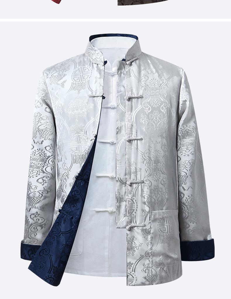 Pánská hedvábná čínská retro oboustranná bunda Tang suit