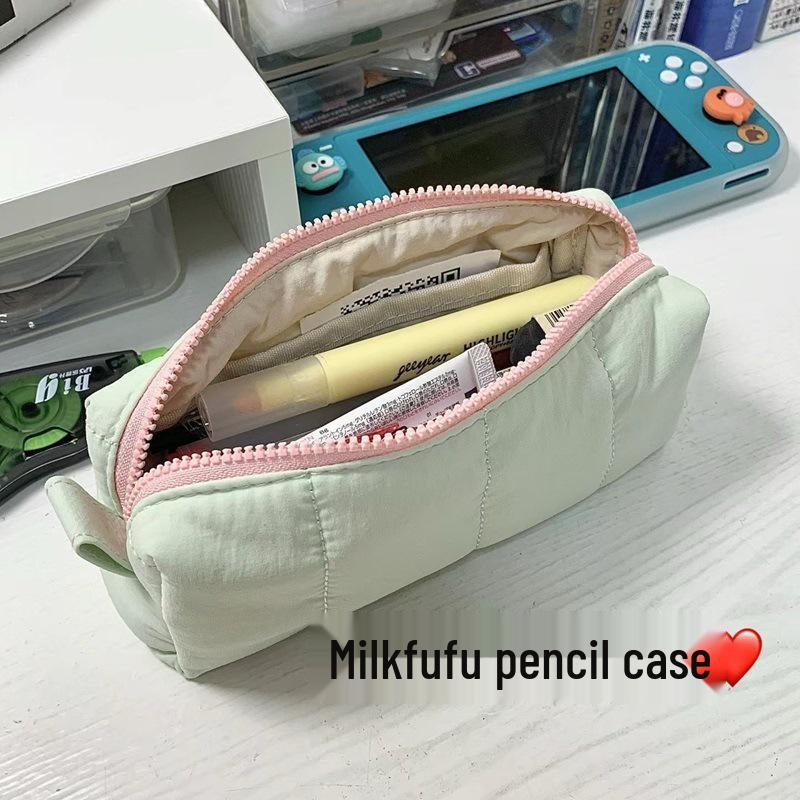 

Японський Мінімалістичний Молочний Пенал Фуфу - Стильне Містке Канцприладдя для Студентів Premium Thick Fabric