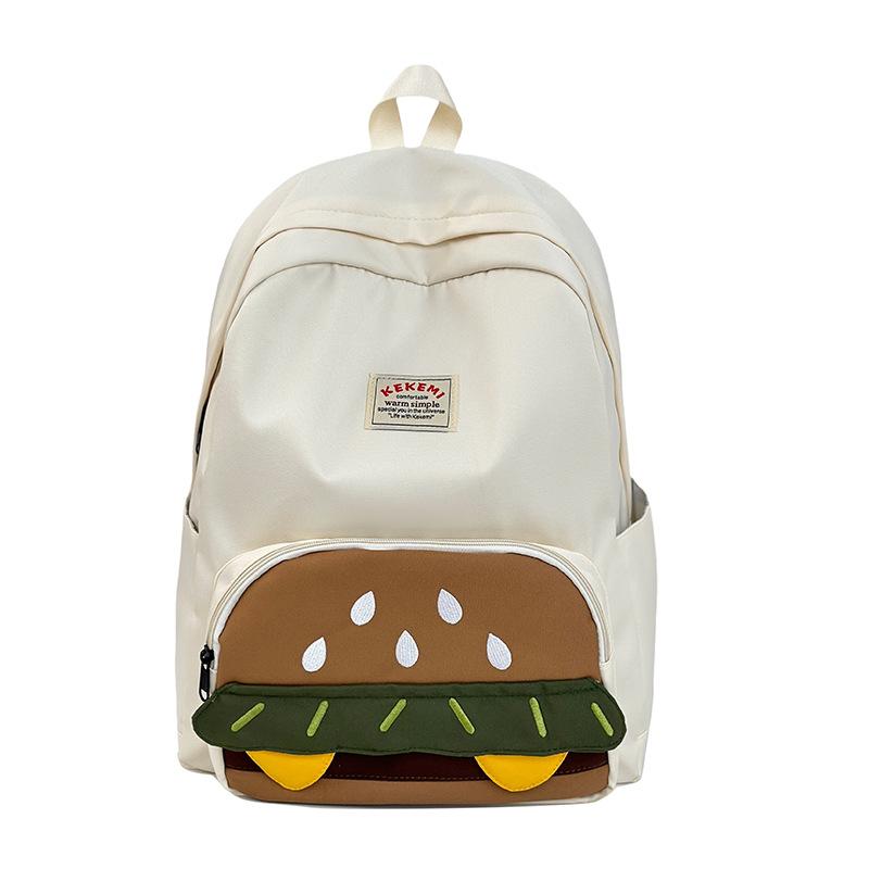 Schoolbag Hamburger Pattern Large Capacity School Bag Female Student Cute Cartoon Niche Backpack Small Fresh Mori Girl Backpack